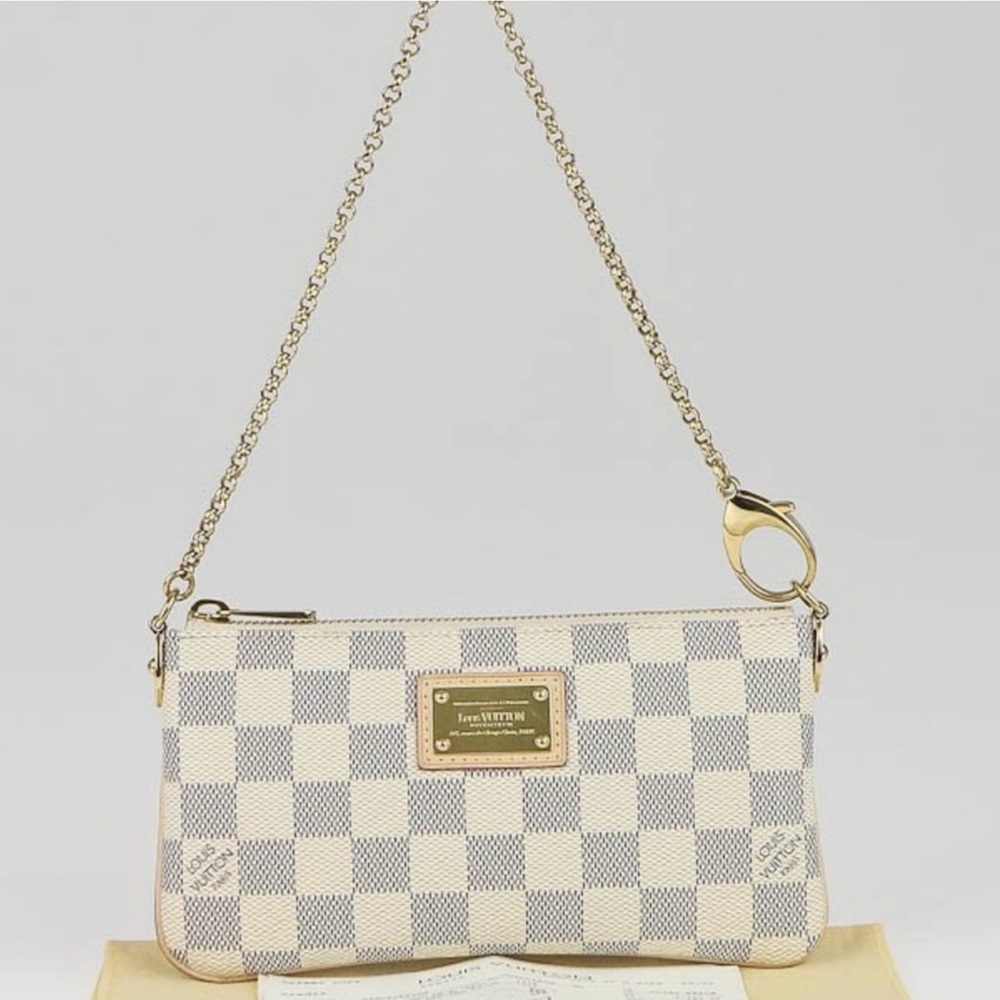 LV Damier Azur Pochette Mila MM Bag